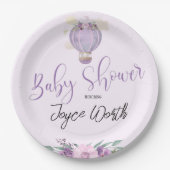 Assiettes En Carton Plaque en papier d'éléphant violet à montgolfière (Devant)