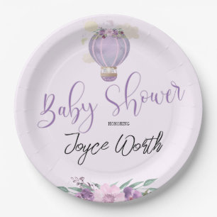 Assiettes En Carton Plaque en papier d'éléphant violet à montgolfière