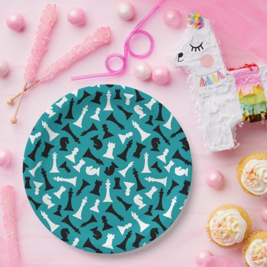 Assiettes En Carton Plaque en papier design pour pièces d'échecs (Fête)