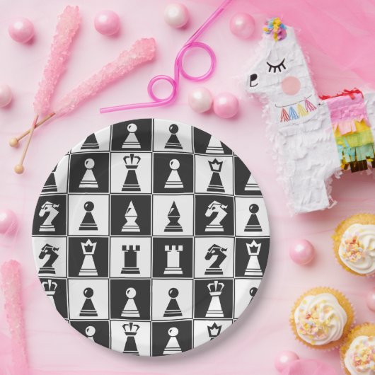 Assiettes En Carton Plaque en papier design pour pièces d'échecs (Fête)