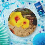 Assiettes En Carton Plaque en papier d'Hibiscus jaune (Fête)