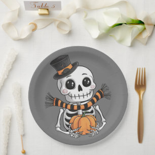 Assiettes En Carton Plaque en papier d'illustration mignonne squelette