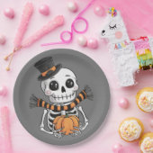 Assiettes En Carton Plaque en papier d'illustration mignonne squelette (Fête)