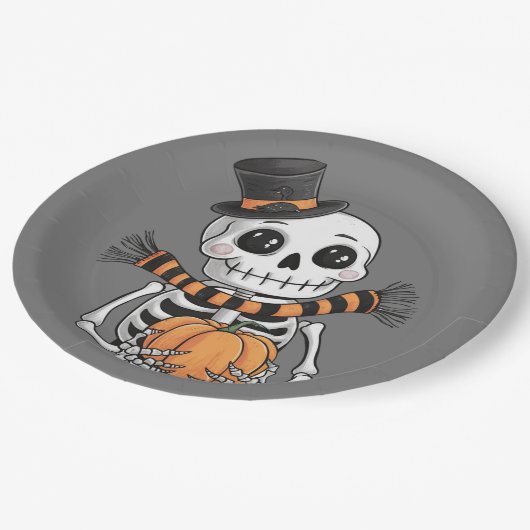 Assiettes En Carton Plaque en papier d'illustration mignonne squelette (Angle)