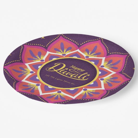 Assiettes En Carton Plaque en papier Diwali (Angle)