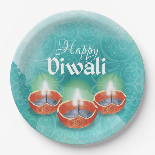 Assiettes En Carton Plaque en papier Diwali (Devant)