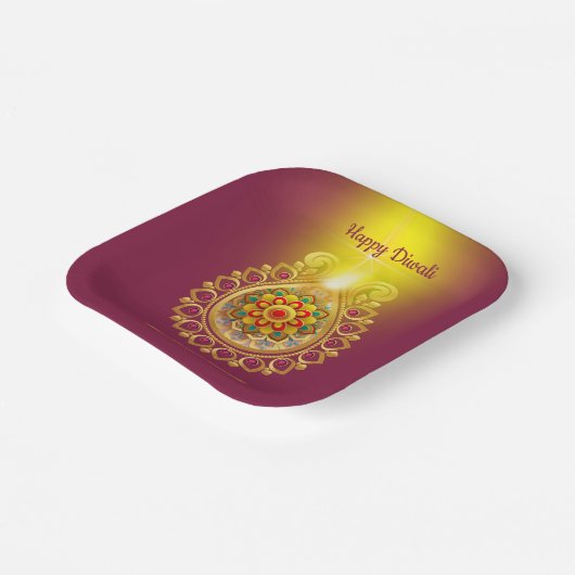 Assiettes En Carton Plaque en papier Diwali violet heureux (Angulaire)