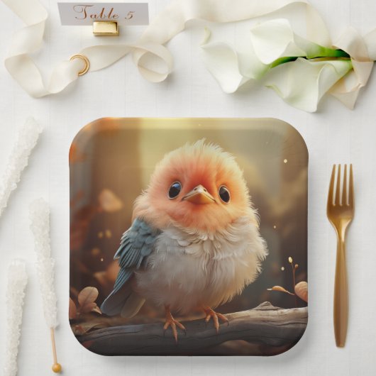 Assiettes En Carton Plaque en papier d'oiseau mignonne (Mariage)