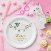 Assiettes En Carton Plaque en papier doux vert petit agneau (Fête)