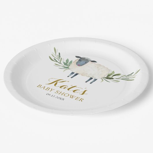 Assiettes En Carton Plaque en papier doux vert petit agneau (Angle)