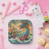 Assiettes En Carton Plaque en papier dragon (Fête)