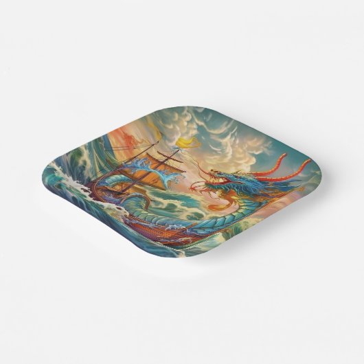Assiettes En Carton Plaque en papier dragon (Angulaire)