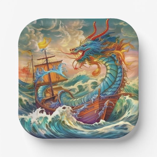 Assiettes En Carton Plaque en papier dragon (Recto)