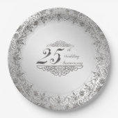 Assiettes En Carton Plaque en papier du 25e anniversaire d'Argent (Devant)