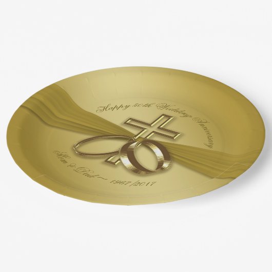 Assiettes En Carton Plaque en papier du 50e anniversaire d'or religieu (Angle)