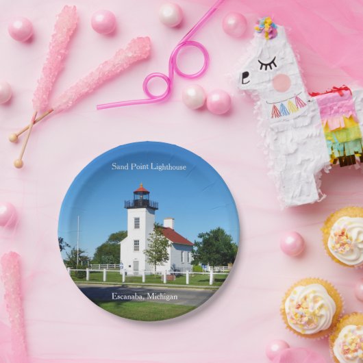 Assiettes En Carton Plaque en papier du phare de Sand Point (Fête)
