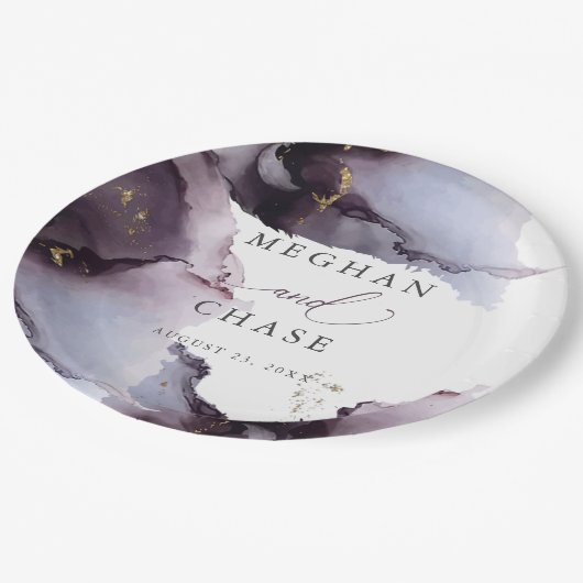 Assiettes En Carton Plaque en papier Dusty Mauve Amethyst Abstraite (Angle)