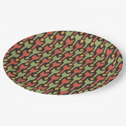 Assiettes En Carton Plaque en papier égyptienne rouge vert rouge rouge (Angle)