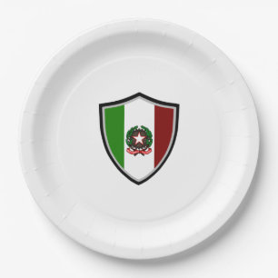 Assiettes En Carton Plaque en papier emblème du drapeau italien