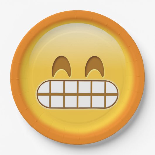 Assiettes En Carton plaque en papier émoji grincheux (Devant)