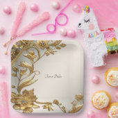 Assiettes En Carton Plaque en papier Feuille doré (Fête)