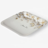 Assiettes En Carton Plaque en papier Feuille ivoire blanc Floral or (Angulaire)