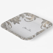 Assiettes En Carton Plaque en papier floral or argent (Angulaire)