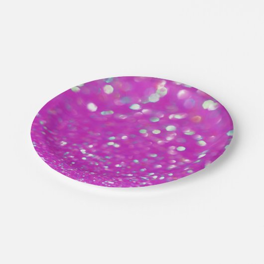 Assiettes En Carton Plaque en papier Fuchsia Confetti (Angle)