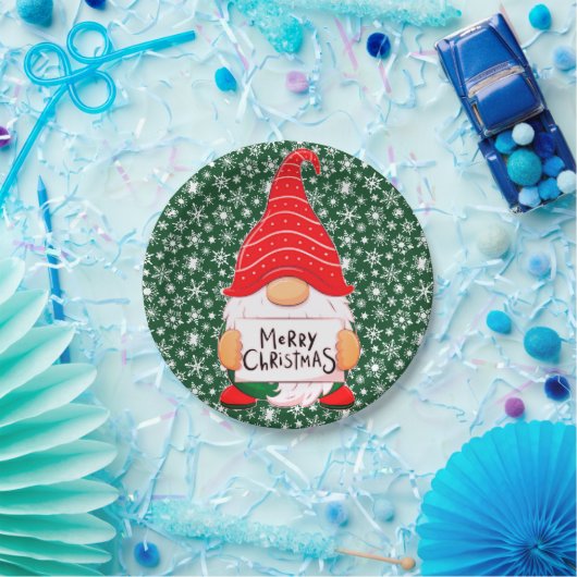 Assiettes En Carton Plaque en papier Gnome de Noël (Fête)