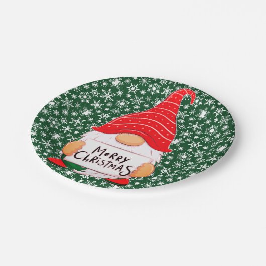 Assiettes En Carton Plaque en papier Gnome de Noël (Angle)