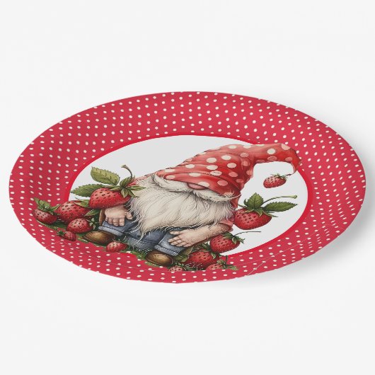 Assiettes En Carton Plaque en papier Gnome fraise (Angle)