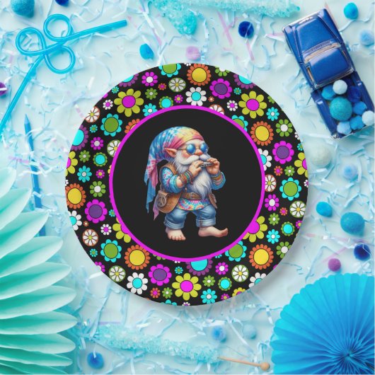 Assiettes En Carton Plaque en papier Gnome Hippy (Fête)