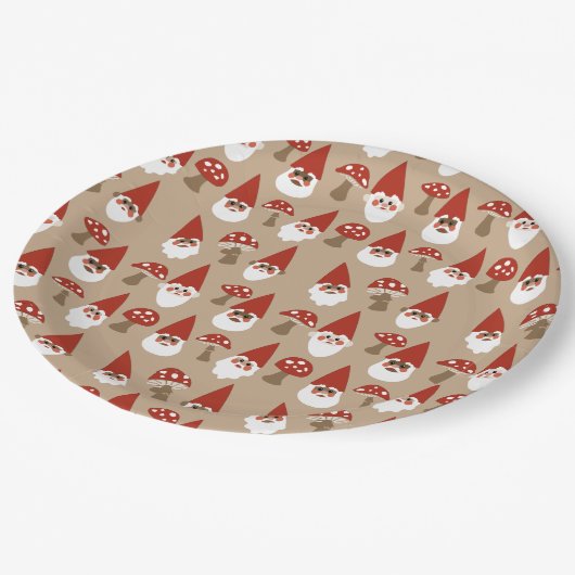 Assiettes En Carton Plaque en papier Gnomes et Champignons (Angle)