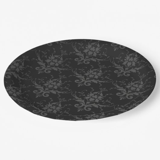 Assiettes En Carton Plaque en papier gothique Motif Brocade noir (Angle)