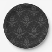 Assiettes En Carton Plaque en papier gothique Motif Brocade noir (Devant)