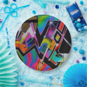 Assiettes En Carton Plaque en papier graffiti (Fête)