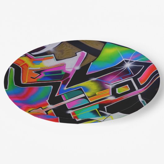 Assiettes En Carton Plaque en papier graffiti (Angle)