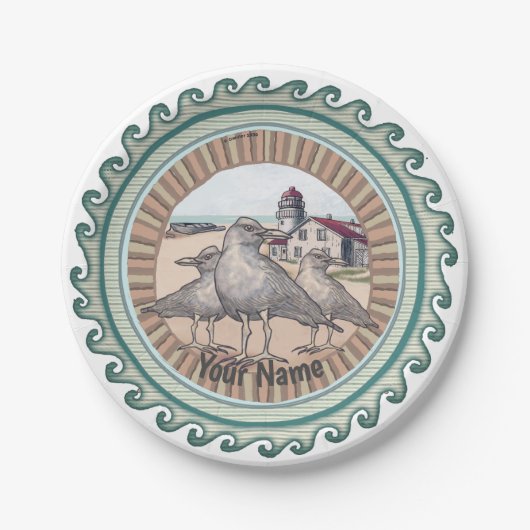 Assiettes En Carton Plaque en papier Gulls Lighthouse (Devant)