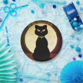Assiettes En Carton Plaque en papier Halloween Chat noir (Fête)