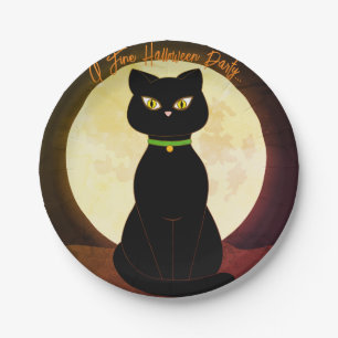 Assiettes En Carton Plaque en papier Halloween Chat noir