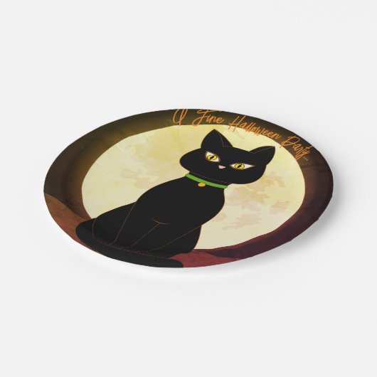 Assiettes En Carton Plaque en papier Halloween Chat noir (Angle)