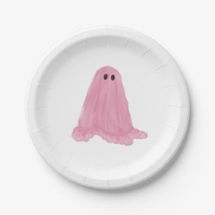 Assiettes En Carton Plaque en papier Halloween Ghost rose