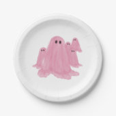 Assiettes En Carton Plaque en papier Halloween Ghost rose (Devant)