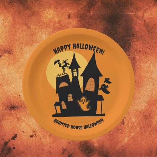 Assiettes En Carton Plaque en papier Haunted House Halloween