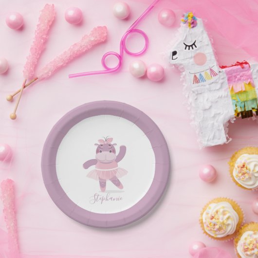 Assiettes En Carton Plaque en papier Hippo Ballerina (Fête)