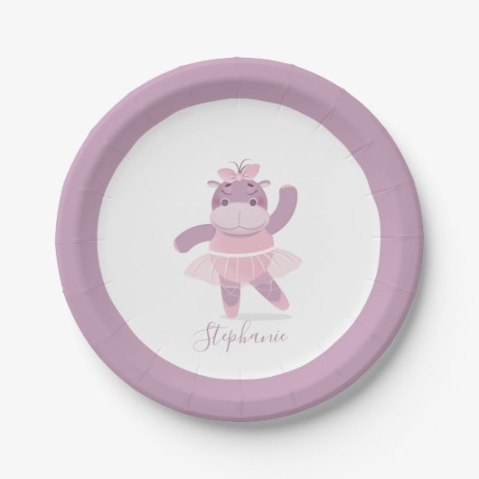 Assiettes En Carton Plaque en papier Hippo Ballerina (Devant)