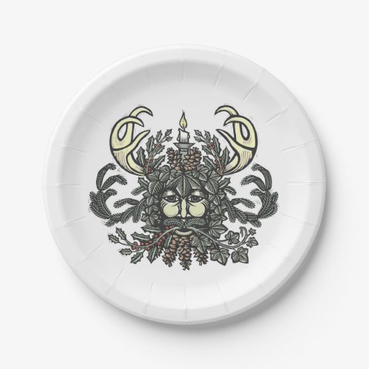 Assiettes En Carton Plaque en papier hiver-Greenman Holiday/Solstice (Devant)