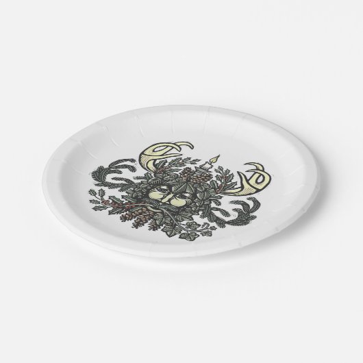 Assiettes En Carton Plaque en papier hiver-Greenman Holiday/Solstice (Angle)