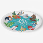 Assiettes En Carton Plaque en papier Holly Jolly (Angle)