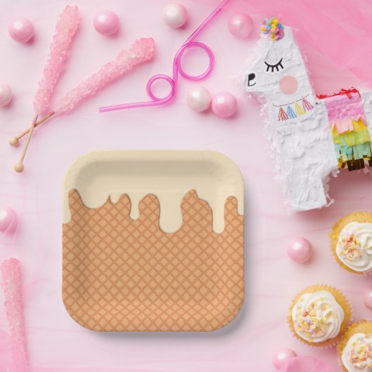 Assiettes En Carton Plaque en papier imprimé de crème glacée (Fête)